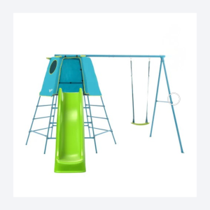 TP Explorer set blue with metal climbing frame, swing and slide